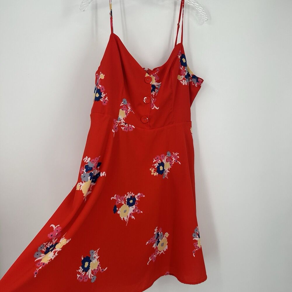 ModCloth Living Lightheartedly Red Floral Dress Size 14 w Pockets
